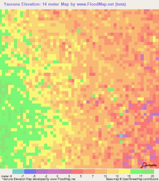 Yaoruna,Venezuela Elevation Map
