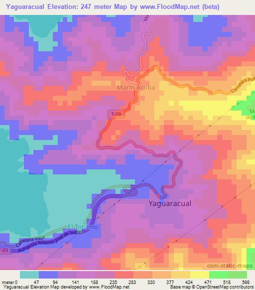 Yaguaracual,Venezuela Elevation Map