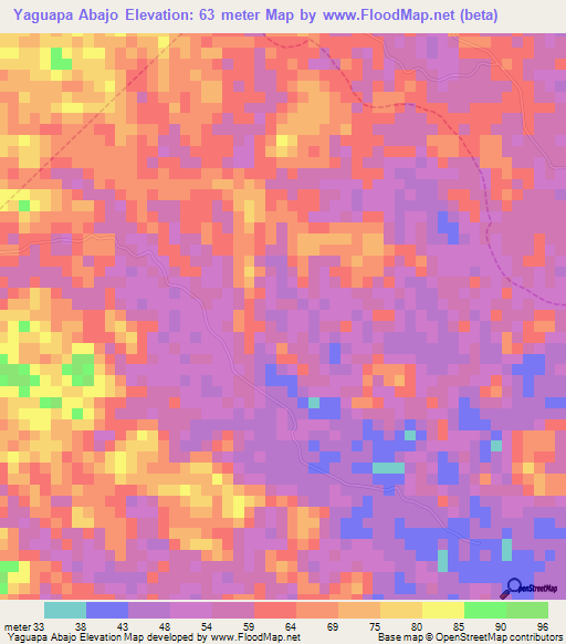 Yaguapa Abajo,Venezuela Elevation Map