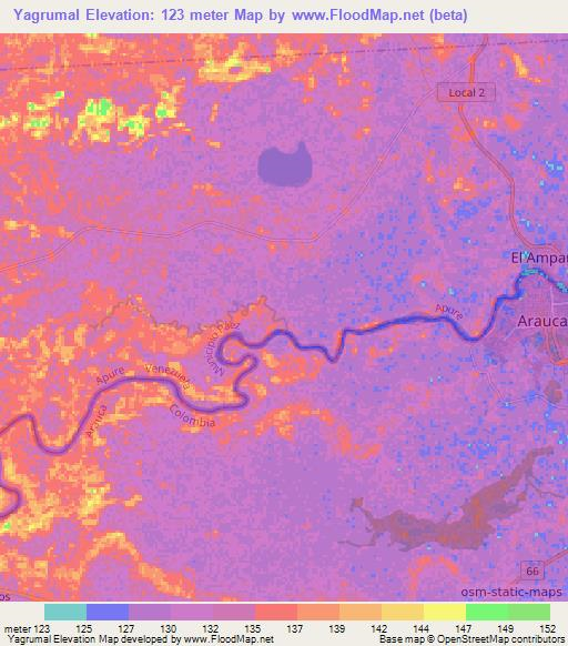 Yagrumal,Venezuela Elevation Map