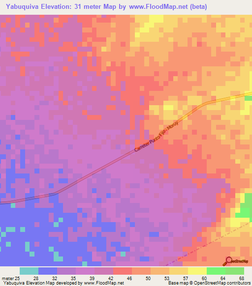 Yabuquiva,Venezuela Elevation Map