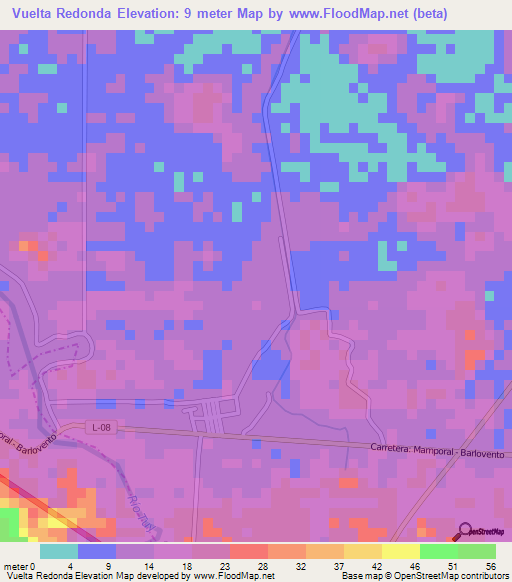 Vuelta Redonda,Venezuela Elevation Map