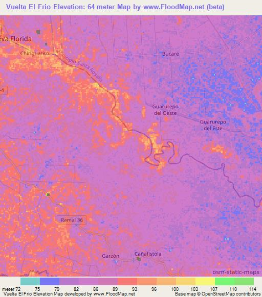 Vuelta El Frio,Venezuela Elevation Map