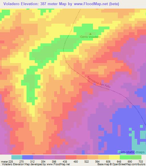 Voladero,Venezuela Elevation Map