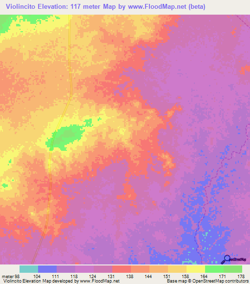 Violincito,Venezuela Elevation Map
