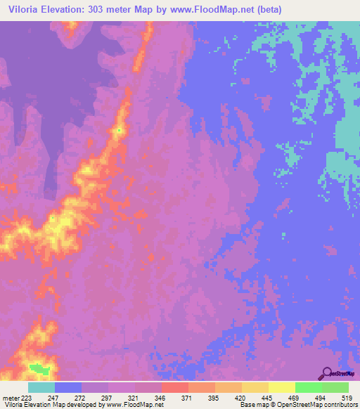 Viloria,Venezuela Elevation Map