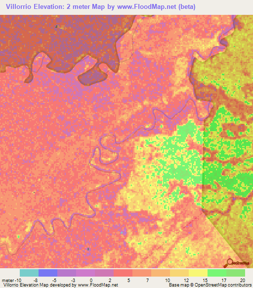 Villorrio,Venezuela Elevation Map