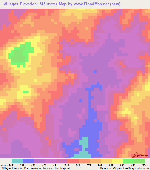 Villegas,Venezuela Elevation Map