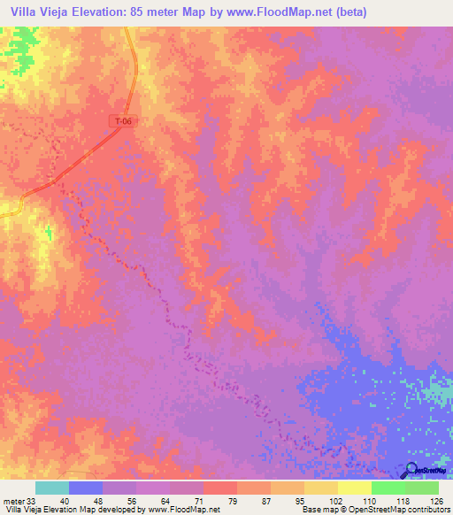 Villa Vieja,Venezuela Elevation Map
