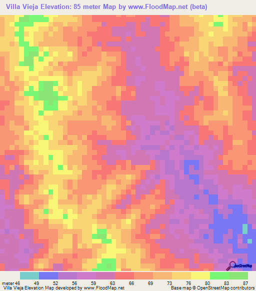 Villa Vieja,Venezuela Elevation Map