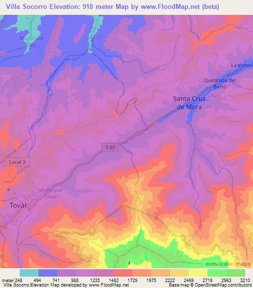 Villa Socorro,Venezuela Elevation Map