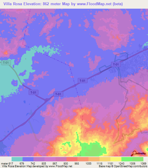 Villa Rosa,Venezuela Elevation Map