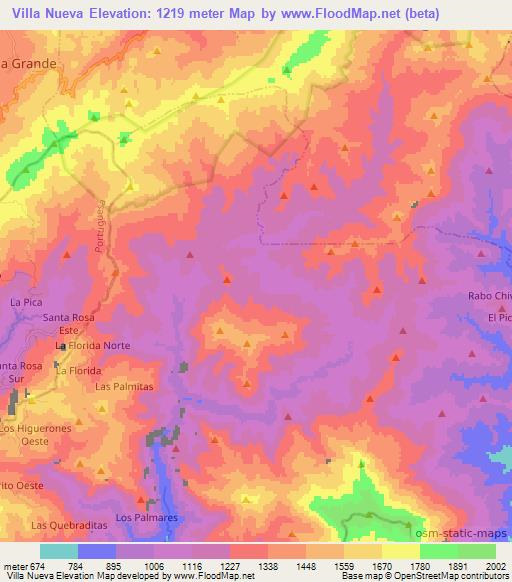 Villa Nueva,Venezuela Elevation Map