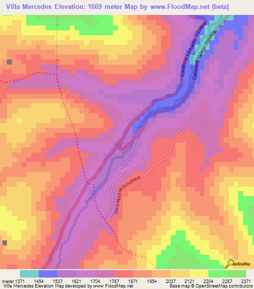Villa Mercedes,Venezuela Elevation Map