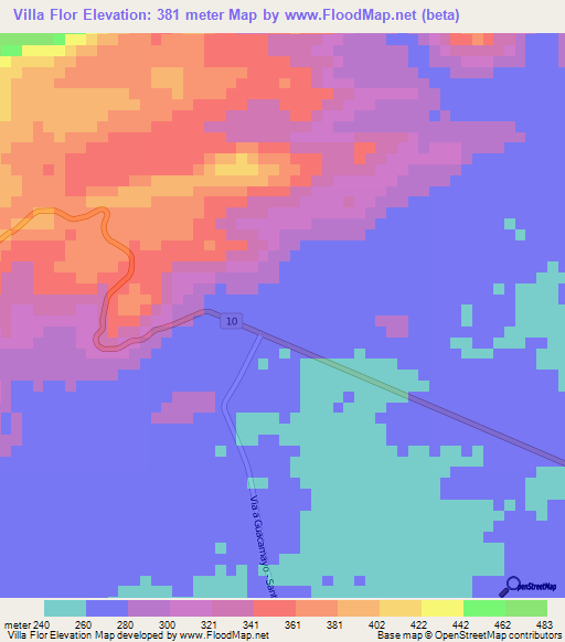 Villa Flor,Venezuela Elevation Map