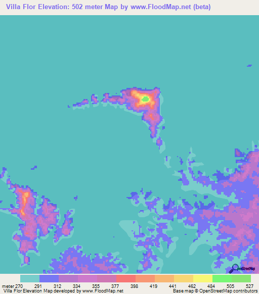 Villa Flor,Venezuela Elevation Map