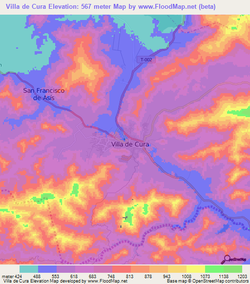Villa de Cura,Venezuela Elevation Map