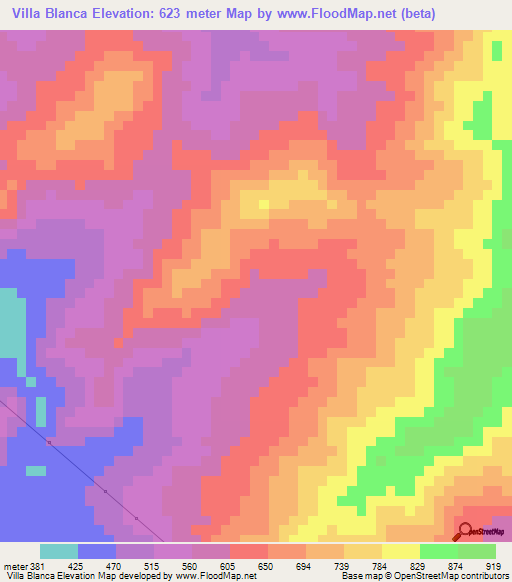 Villa Blanca,Venezuela Elevation Map
