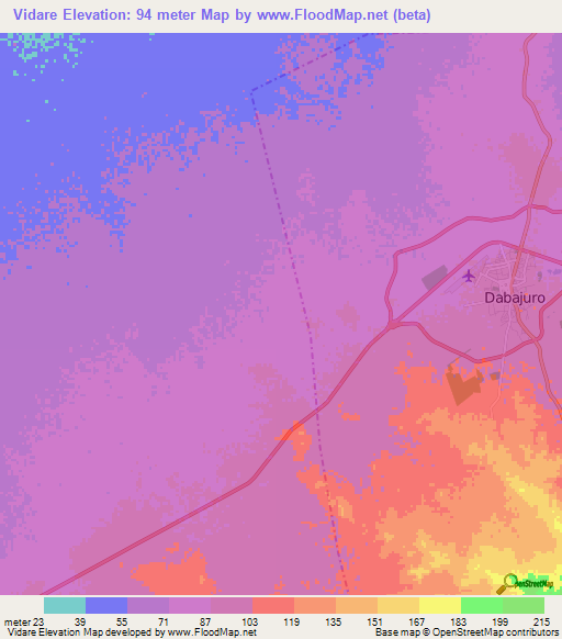 Vidare,Venezuela Elevation Map