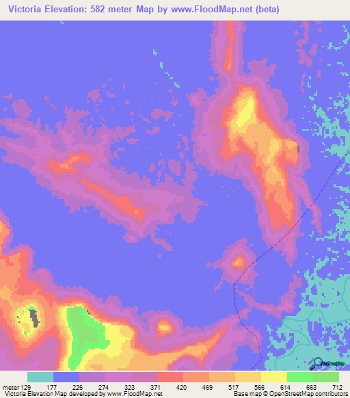 Victoria,Venezuela Elevation Map
