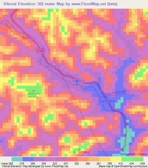 Viboral,Venezuela Elevation Map