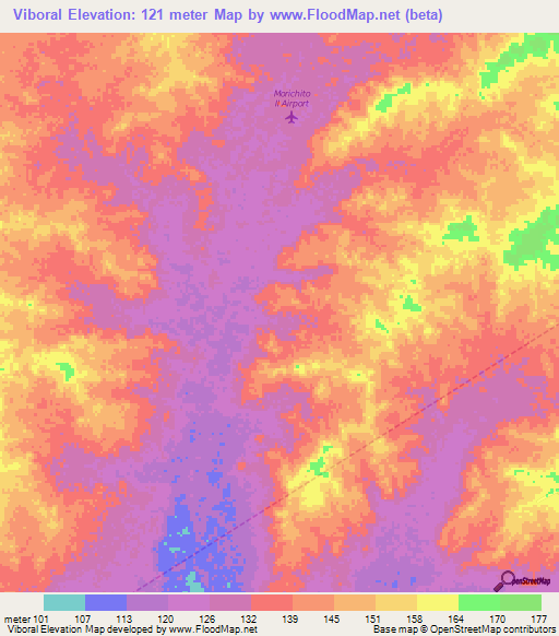Viboral,Venezuela Elevation Map