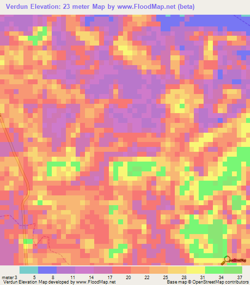 Verdun,Venezuela Elevation Map
