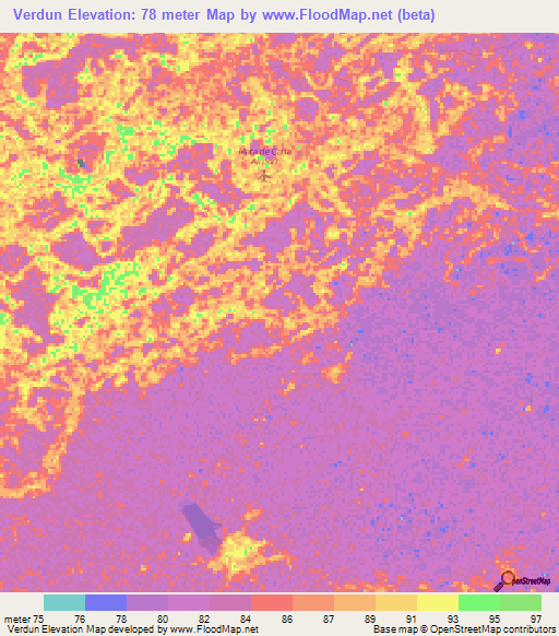 Verdun,Venezuela Elevation Map