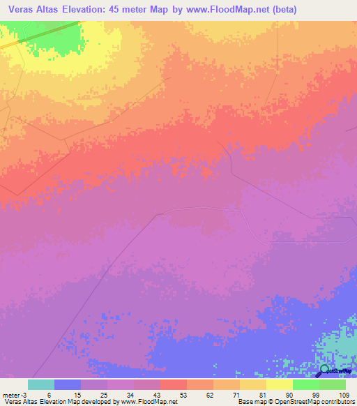 Veras Altas,Venezuela Elevation Map