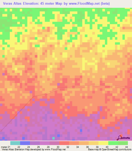 Veras Altas,Venezuela Elevation Map