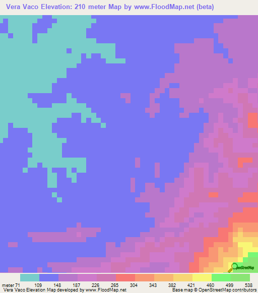 Vera Vaco,Venezuela Elevation Map