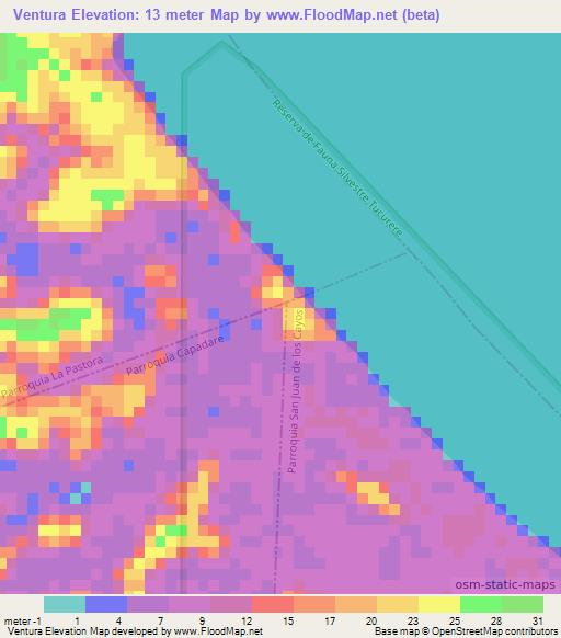 Ventura,Venezuela Elevation Map