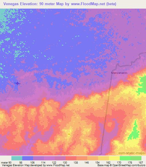 Venegas,Venezuela Elevation Map