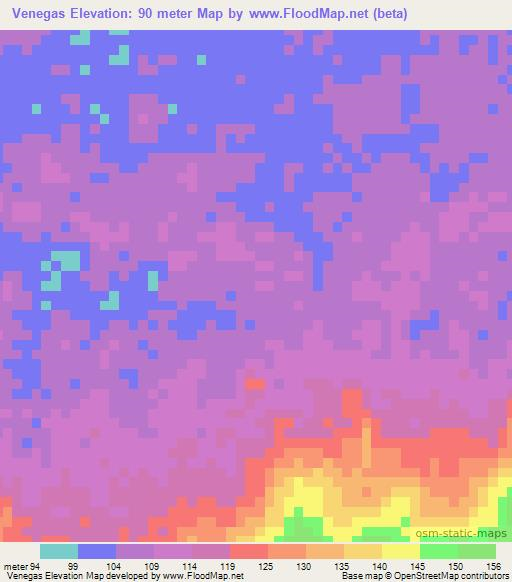 Venegas,Venezuela Elevation Map
