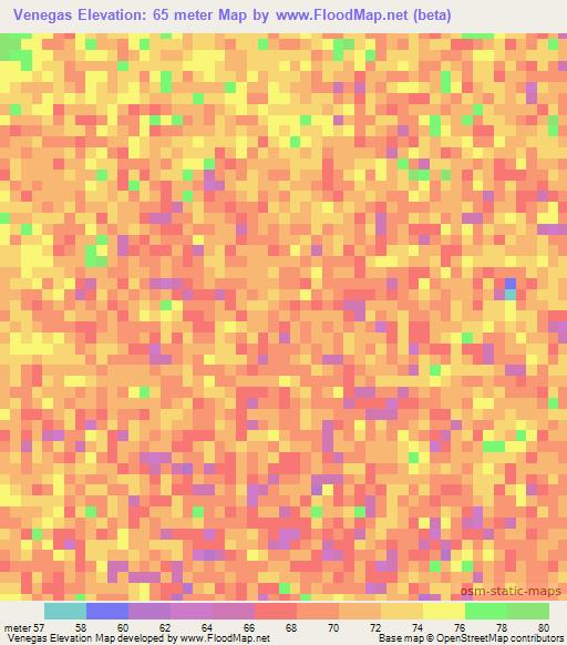 Venegas,Venezuela Elevation Map