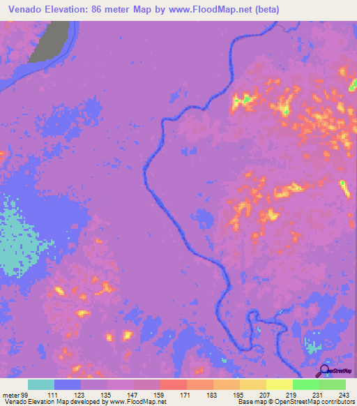 Venado,Venezuela Elevation Map