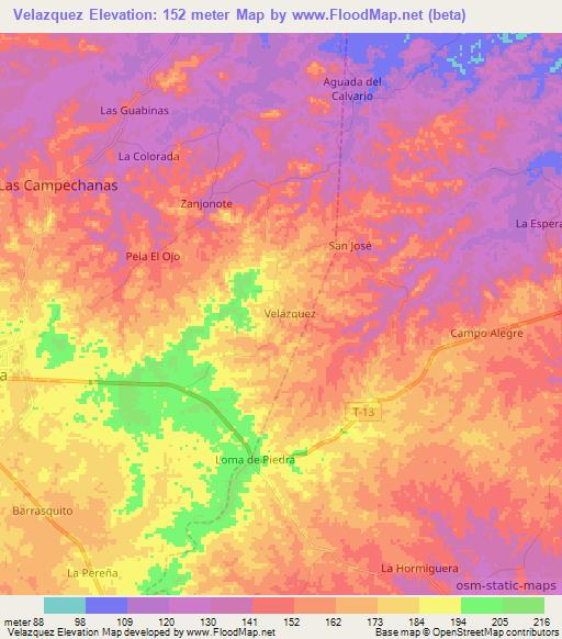 Velazquez,Venezuela Elevation Map