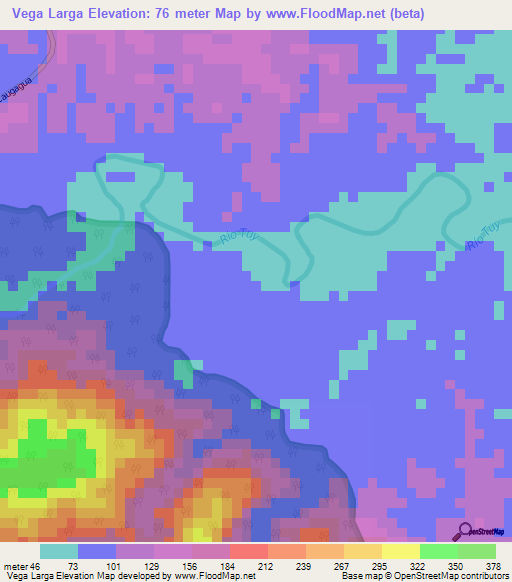 Vega Larga,Venezuela Elevation Map