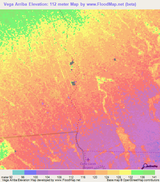 Vega Arriba,Venezuela Elevation Map