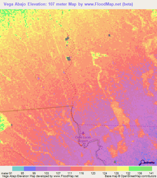 Vega Abajo,Venezuela Elevation Map