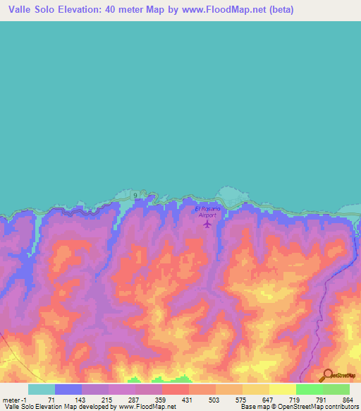 Valle Solo,Venezuela Elevation Map