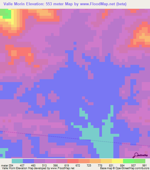 Valle Morin,Venezuela Elevation Map