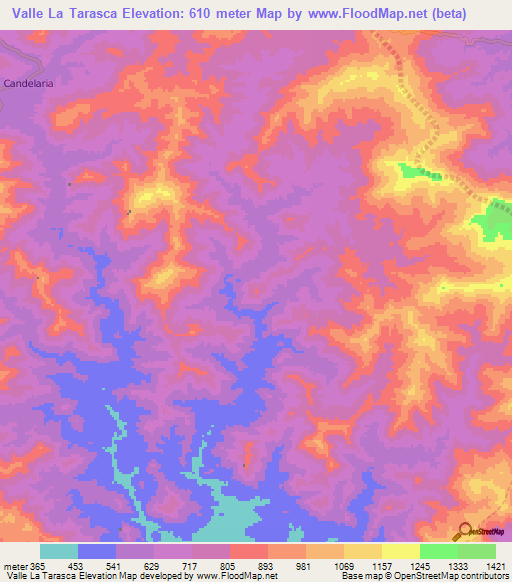 Valle La Tarasca,Venezuela Elevation Map