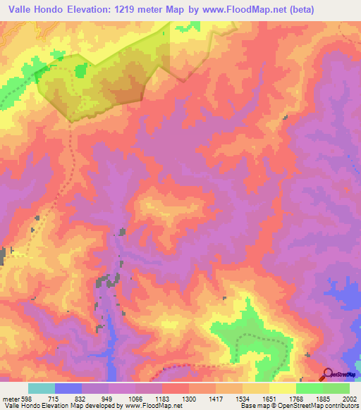 Valle Hondo,Venezuela Elevation Map