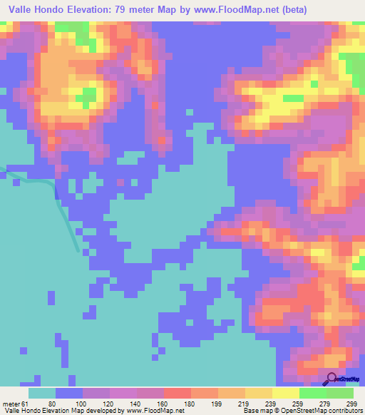 Valle Hondo,Venezuela Elevation Map
