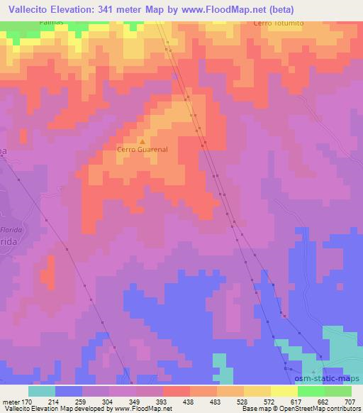 Vallecito,Venezuela Elevation Map