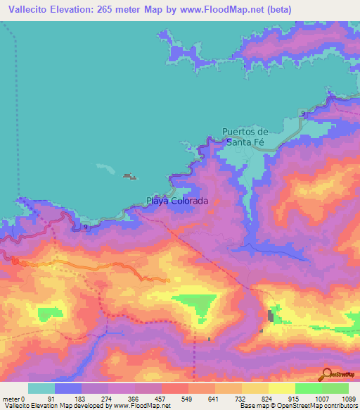 Vallecito,Venezuela Elevation Map