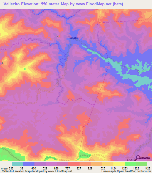 Vallecito,Venezuela Elevation Map