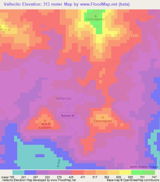 Vallecito,Venezuela Elevation Map