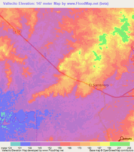 Vallecito,Venezuela Elevation Map